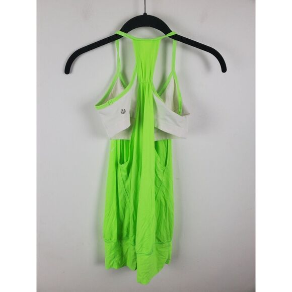 Lululemon No Limits Tank Top 4 Womens Green white Workout - Picture 4 of 6